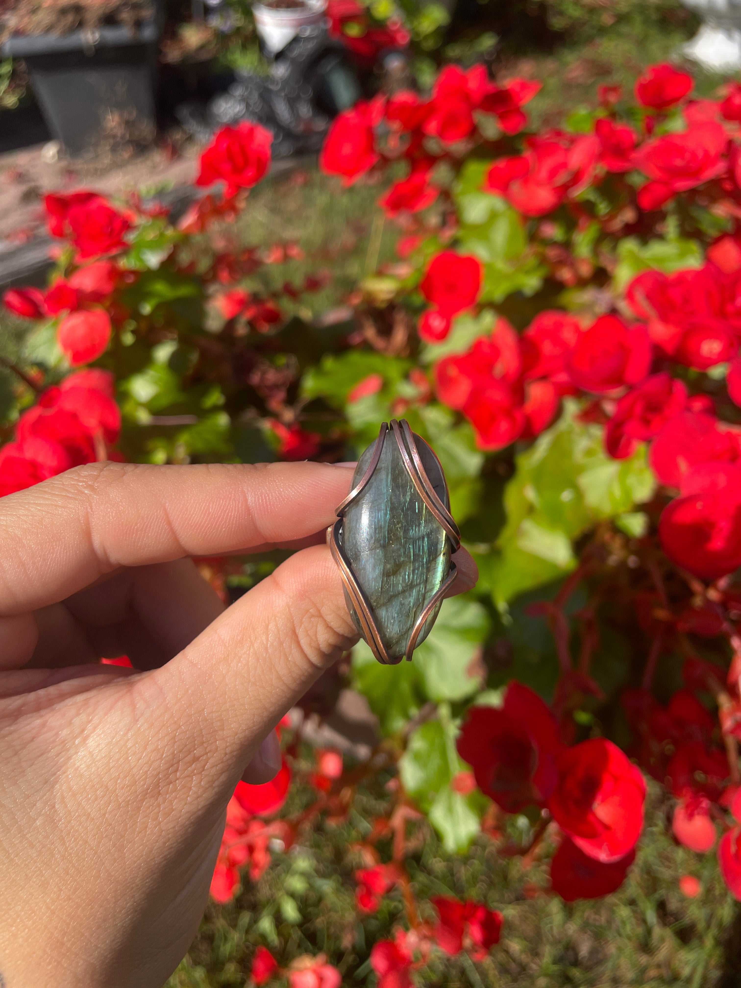 Labradorite Wire Wrapped Ring